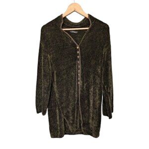 Olive Green Vintage Searle Button Front Chenille Tunic